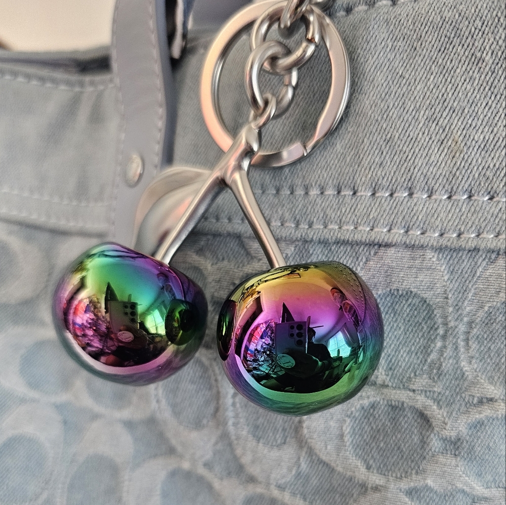 Fashion Gradient Cherries Keyring Bag Charm - Picture 4 of 4